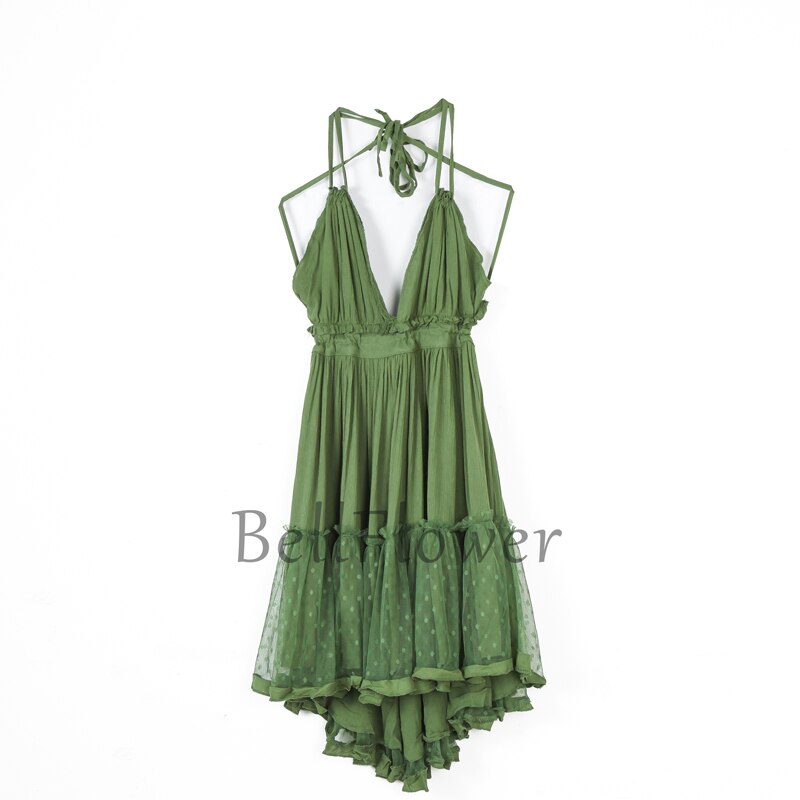 JuliaFashion - Sexy Lace-Up Backless Halter Boho Dress