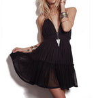 JuliaFashion - Sexy Lace-Up Backless Halter Boho Dress