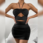 JuliaFashion - Sexy Black Sleeveless Cutout Bodycon Dress