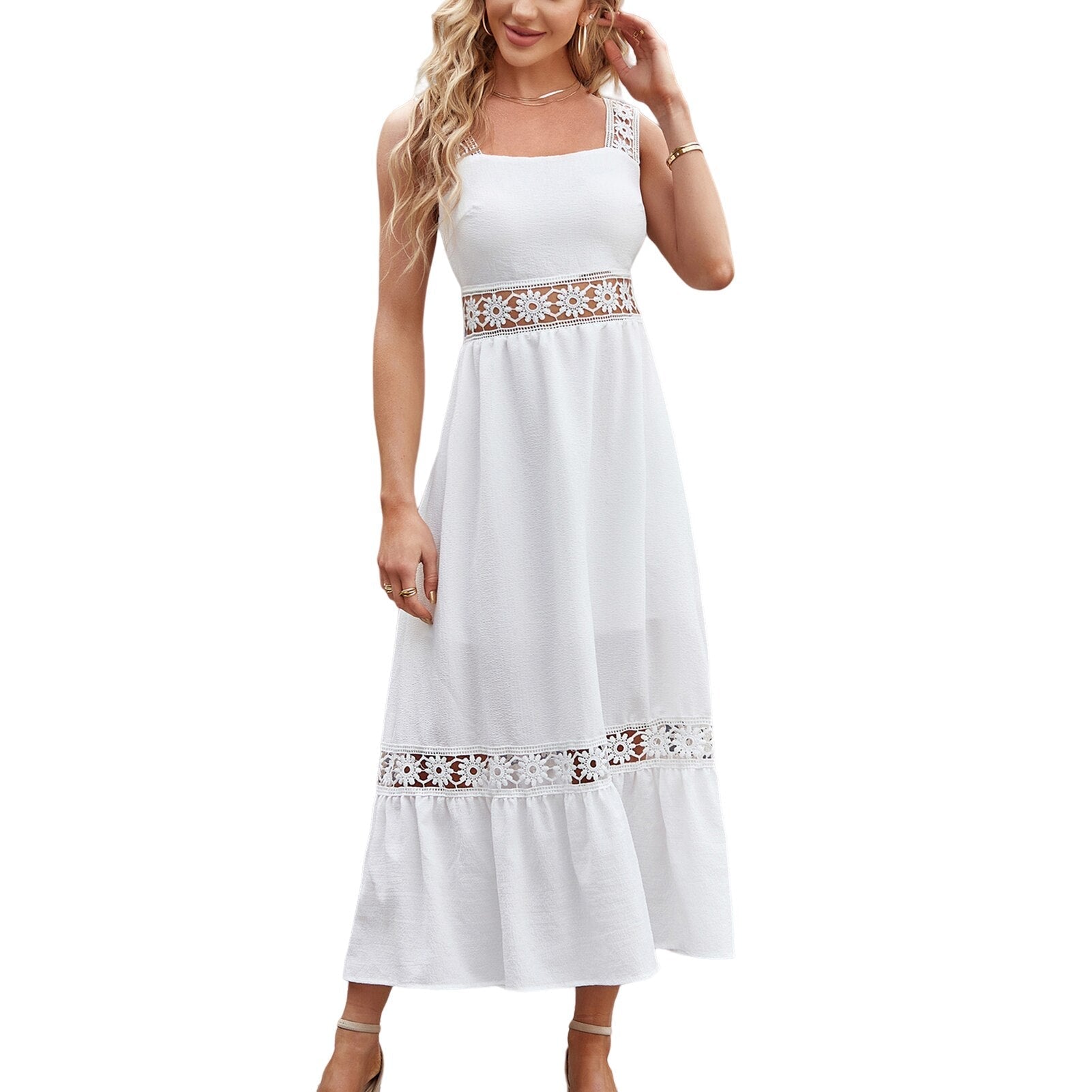 JuliaFashion - 2024 Slim Sleeveless Lace Maxi Boho Dress