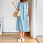 JuliaFashion - Short Sleeve Casual Loose Midi Dress