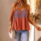 JuliaFashion - 2024 Women Bohemian Style Sleeveless Print Loose Tank Tops