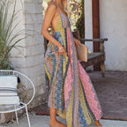 JuliaFashion-Boho Style Backless A-Line Maxi Dress