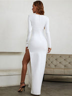 JuliaFashion - Sexy White Split Maxi Bodycon Cutout Dress