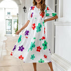JuliaFashion - Vintage Square Collar Floral Boho Dress