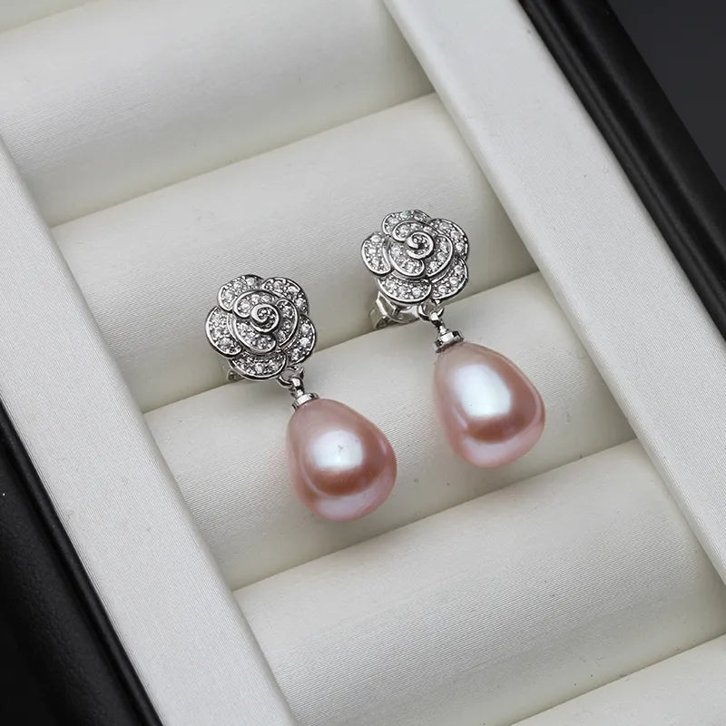 JuliaFashion - 2024 Vintage Silver Flower Pearl Earrings