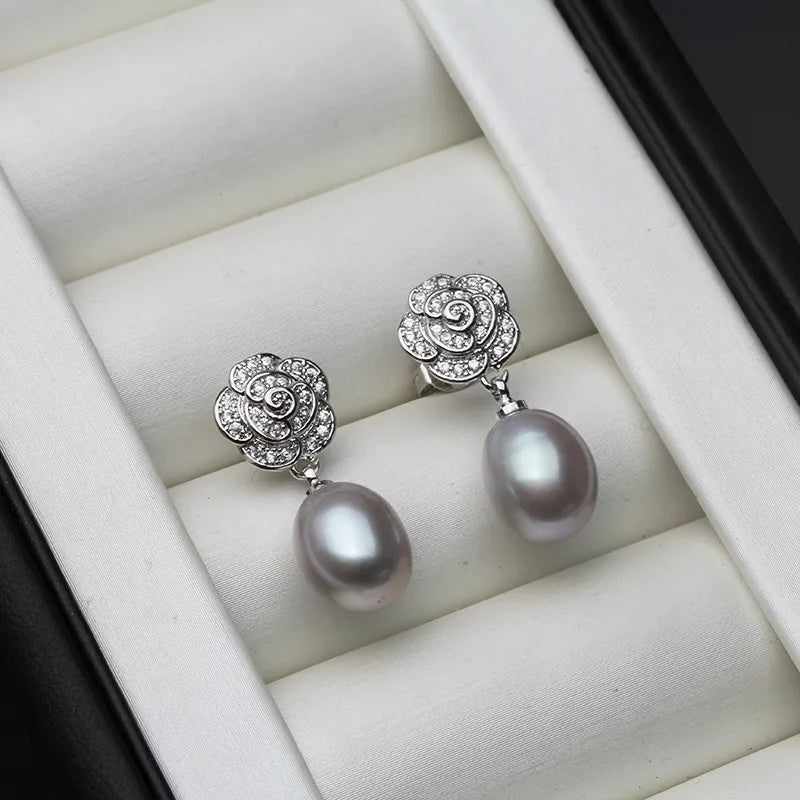JuliaFashion - 2024 Vintage Silver Flower Pearl Earrings