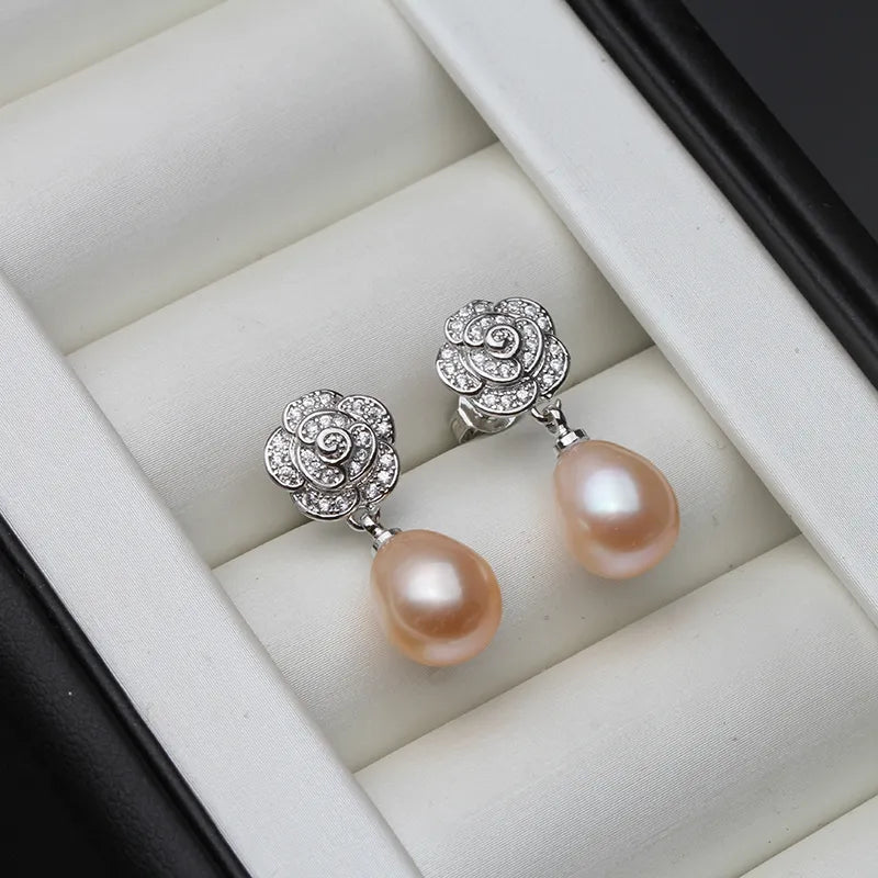 JuliaFashion - 2024 Vintage Silver Flower Pearl Earrings