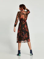 JuliaFashion - Weekend Getaway Floral Mesh Midi Dress