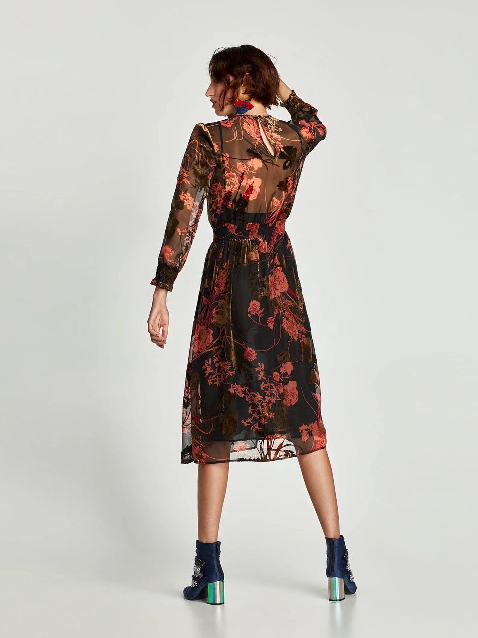 JuliaFashion - Weekend Getaway Floral Mesh Midi Dress