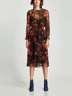 JuliaFashion - Weekend Getaway Floral Mesh Midi Dress