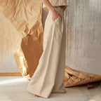 JuliaFashion-Plus Size Cotton Solid Color Button Pants