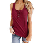 JuliaFashion - 2024 Women Summer Solid Color Button Sleeveless Tank