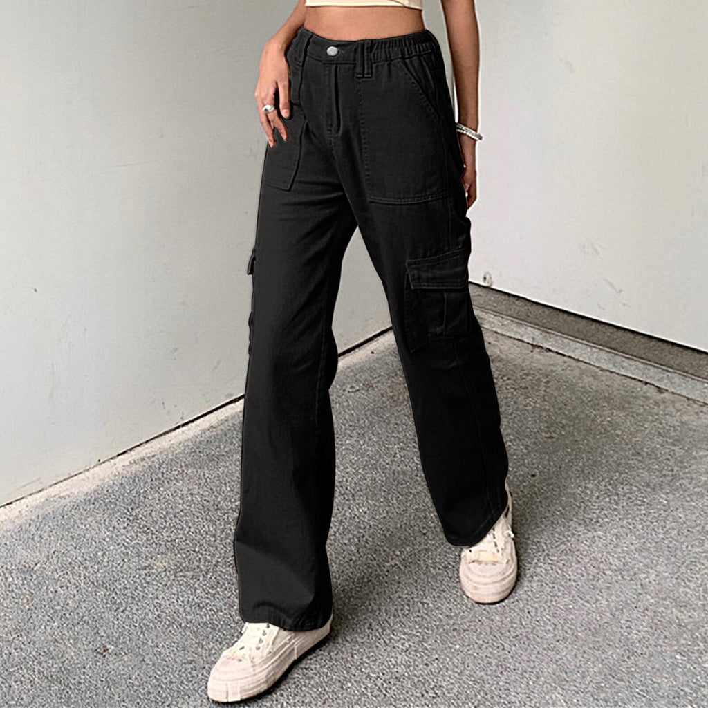 JuliaFashion - 2024  Solid Color Wide Leg Daily Trousers