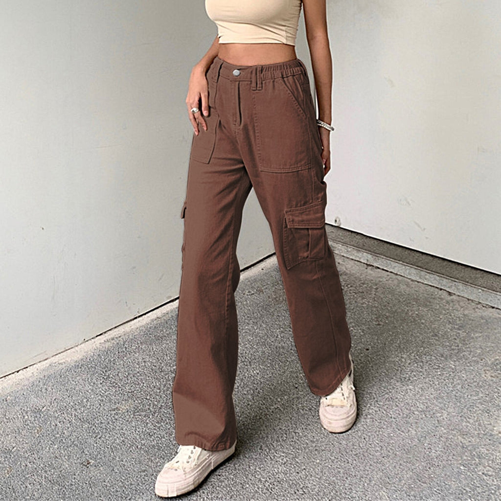 JuliaFashion - 2024  Solid Color Wide Leg Daily Trousers