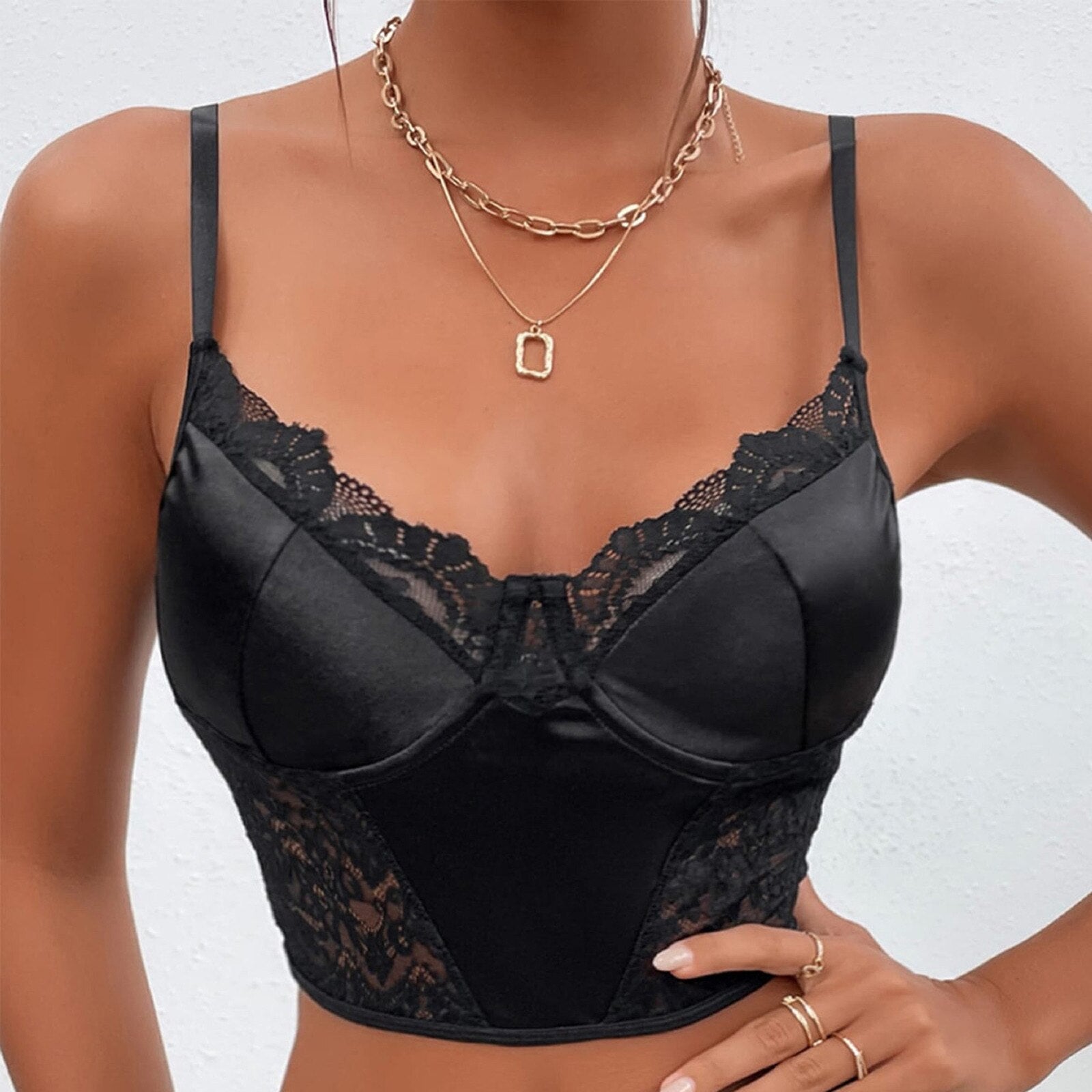 JuliaFashion - Sexy V-Neck Lace Bustier Corset Camis