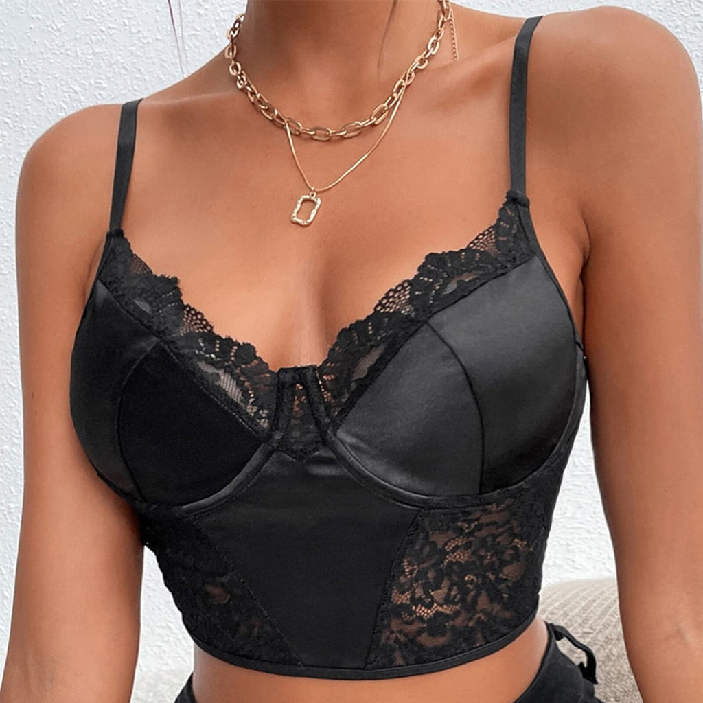 JuliaFashion - Sexy V-Neck Lace Bustier Corset Camis