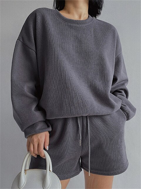 JuliaFashion-High Quality Hoodies Tracksuits 2 Piece Set