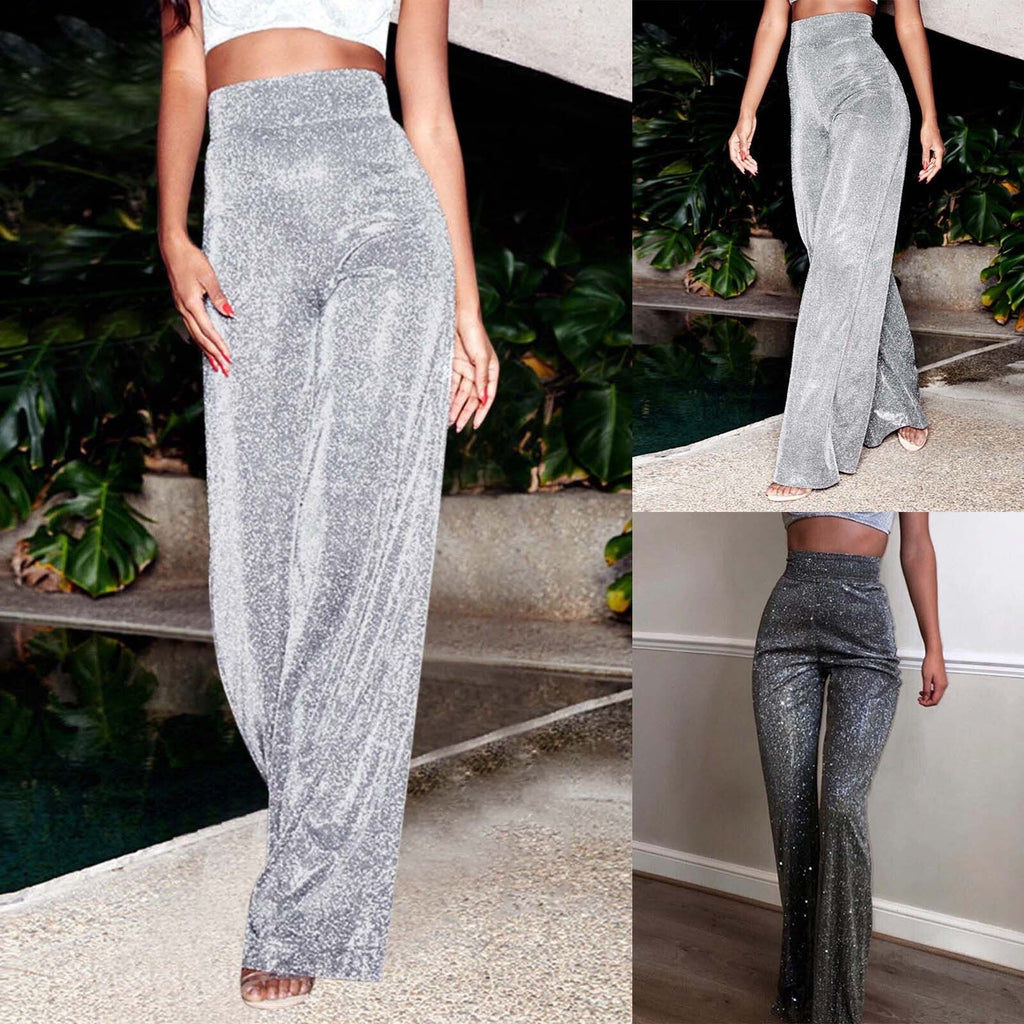 JuliaFashion - Sparkly Sequin Flare Party Pants