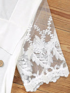 JuliaFashion-Elegant Lace Asymmetrical Neck Blouses
