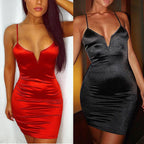 JuliaFashion - 2024  Solid Color Spaghetti Strap Party Club Mini Dresses