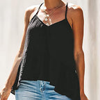 JuliaFashion - 2024  Solid Color Loose V-Neck Cami Tops