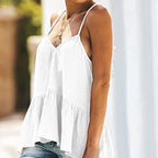 JuliaFashion - 2024  Solid Color Loose V-Neck Cami Tops