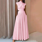JuliaFashion-Elegant Sleeveless Hollow Out Maxi Dress