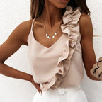 JuliaFashion - 2024 Women Summer Blouses Sexy V-Neck Ruffles Tops