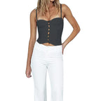 JuliaFashion-Low Cut Bra Buckle Cami Tops for Summer