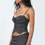 JuliaFashion-Low Cut Bra Buckle Cami Tops for Summer