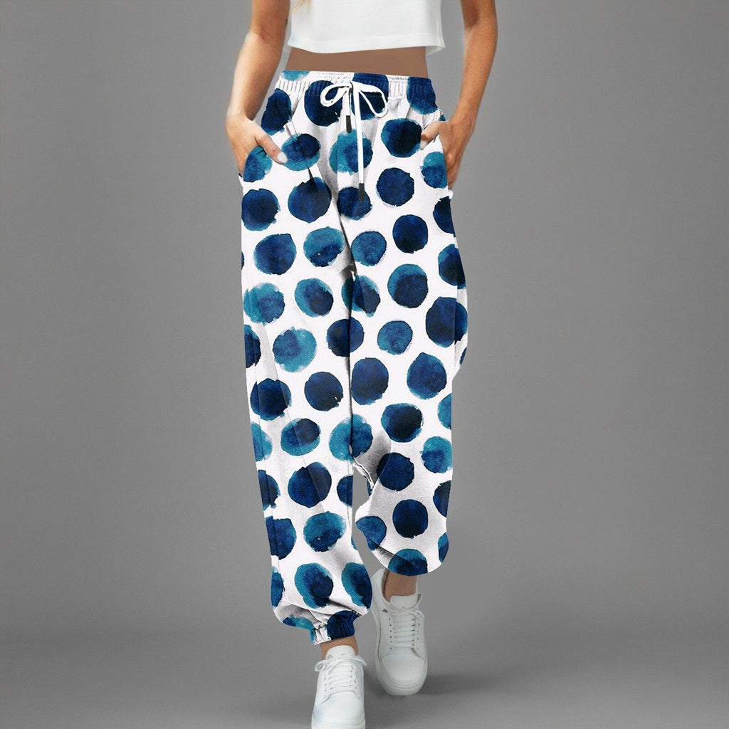 JuliaFashion-Polka Dot Printed Sports Harajuku Trousers
