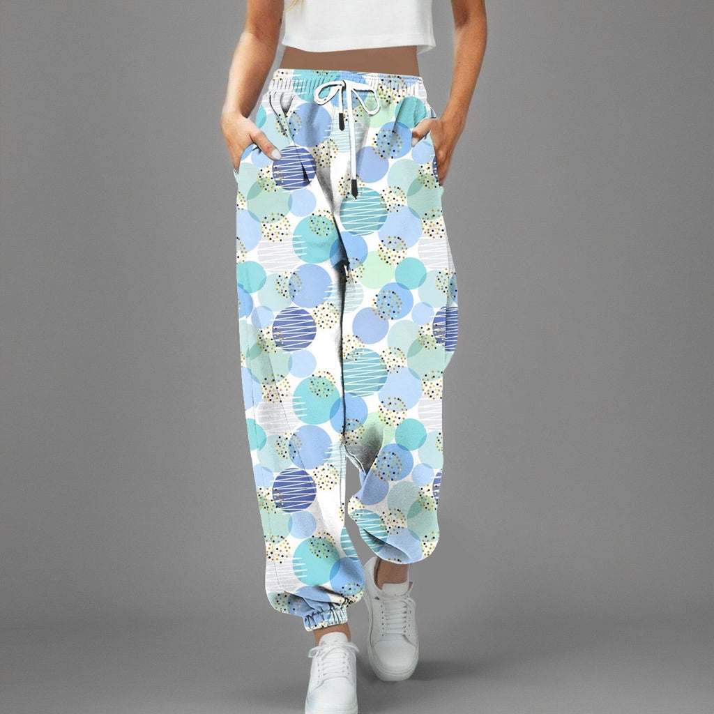 JuliaFashion-Polka Dot Printed Sports Harajuku Trousers