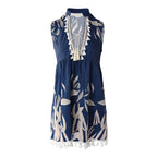 JuliaFashion - 2024 Women Print Tassel Decor Sleeveless Boho Tank Dress