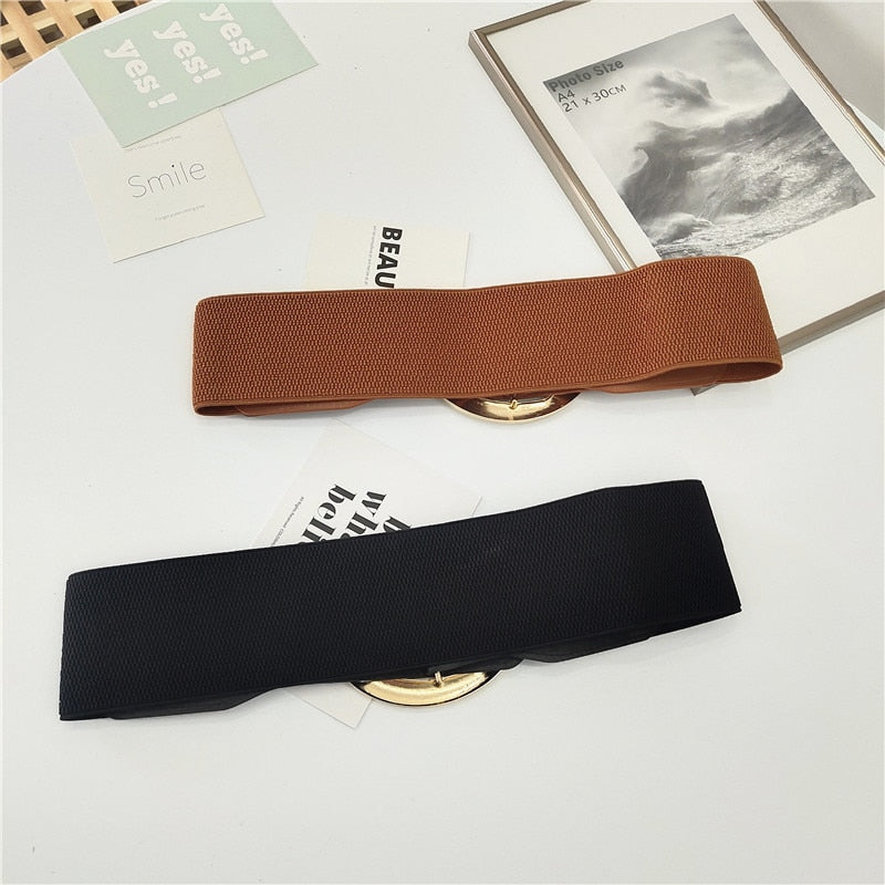 JuliaFashion-Elastic Vintage PU Leather Wild Pin Buckle