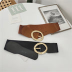 JuliaFashion-Elastic Vintage PU Leather Wild Pin Buckle
