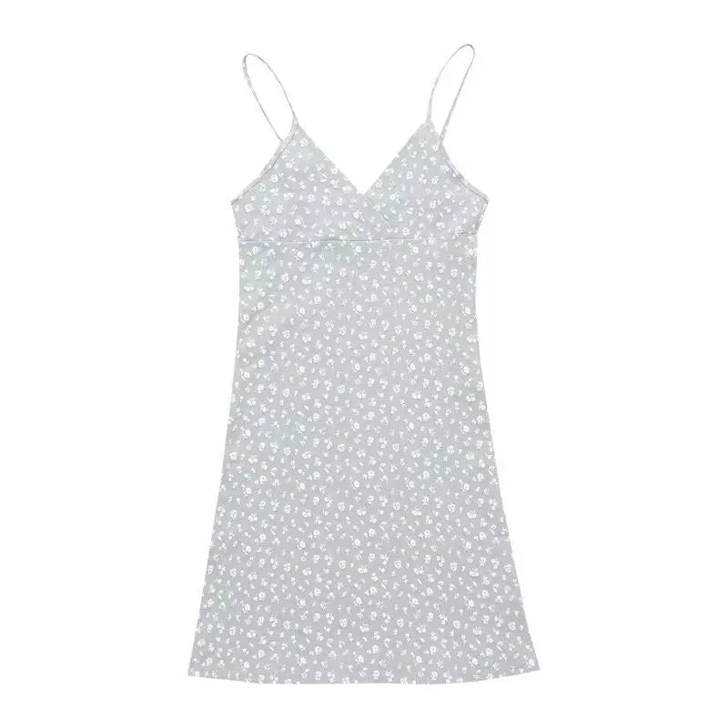 Julia Fashion - White Vintage Print Halter Floral Maxi Puss Sexy Backless Women's Mini Dress