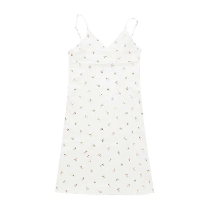 Julia Fashion - White Vintage Print Halter Floral Maxi Puss Sexy Backless Women's Mini Dress