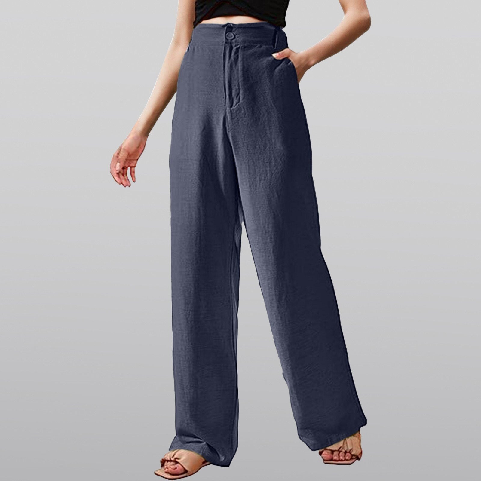 JuliaFashion-Elegant High Waisted Wide Leg Suit Pants