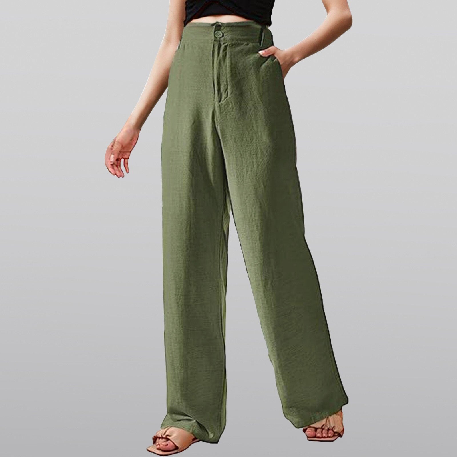 JuliaFashion-Elegant High Waisted Wide Leg Suit Pants