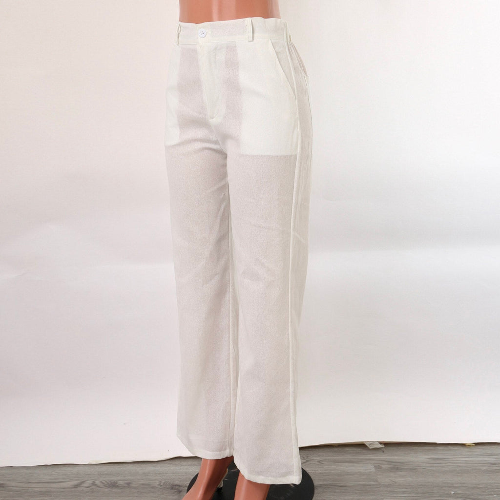 JuliaFashion-Elegant High Waisted Wide Leg Suit Pants