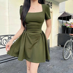 Julia Fashion - Short Pure Color Casual Elegant Mini Dress