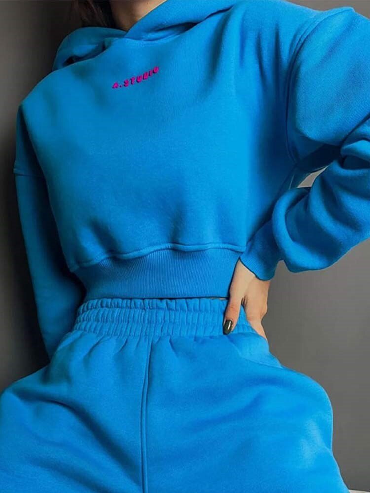 JuliaFashion - 2024 Sports Sweatshirt Two Piece Set