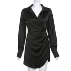 Julia Fashion - Draping Collage Kink Shirt Style Mini Dress