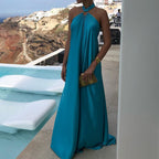 JuliaFashion - Vintage Halter Neck Backless Maxi Dress