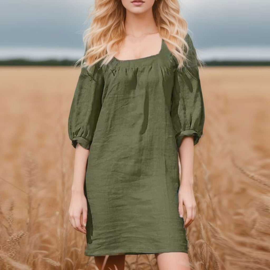 JuliaFashion - Retro Square Neck Loose Boho Dress