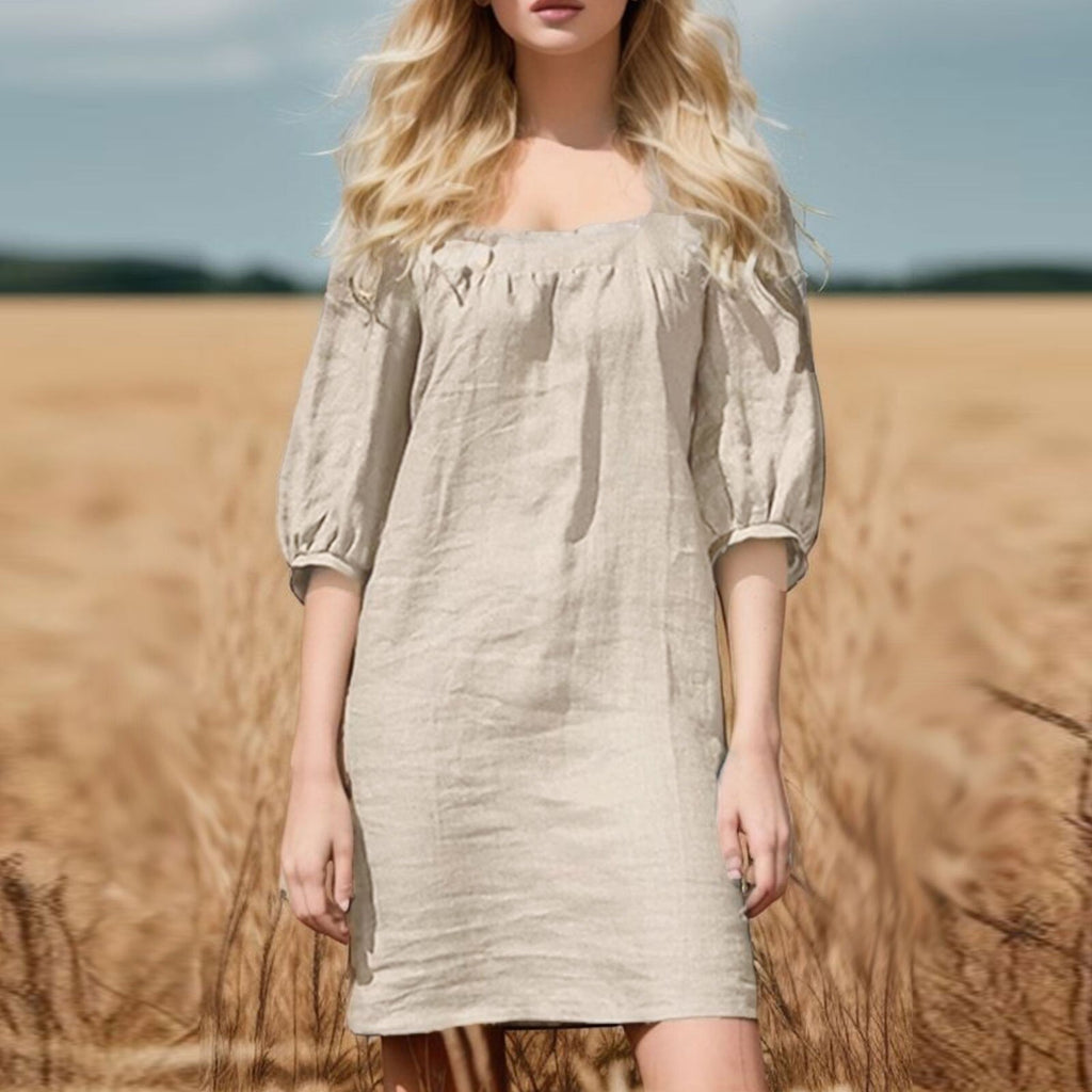 JuliaFashion - Retro Square Neck Loose Boho Dress