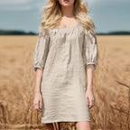 JuliaFashion - Retro Square Neck Loose Boho Dress