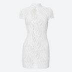 Wrinkled Lace Up Mini Dress