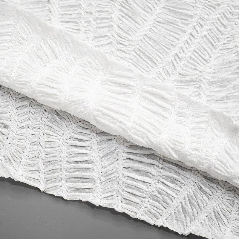 Wrinkled Lace Up Mini Dress